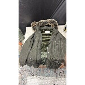 Snobbish Collection Olive Green Hooded Parka with Faux Fur Trim
